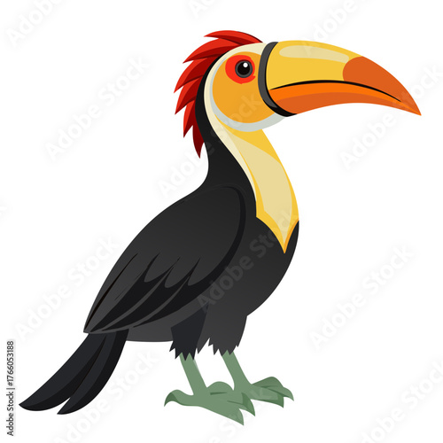 Illustration of a colorful toucan bird with large beak tropical wildlife animal drawing vector