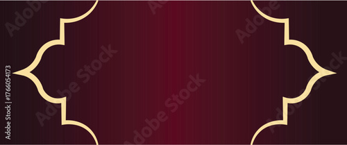 burgundy background with gold islamic arabesque corner frame elegant luxury ornamental decorative border design