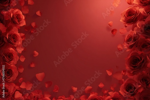 Beautiful Red Roses and Petals Create a Romantic Frame for Special Occasions ...