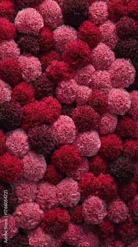 Colorful Arrangement of Red and Pink Flowers Creates a Vibrant Texture for De...