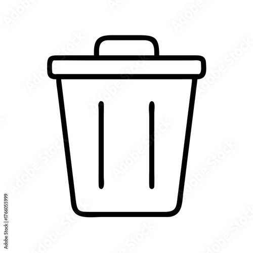 3d illustration of a minimalist line drawing of a waste bin, presented on a plain, suitable for digital and print media