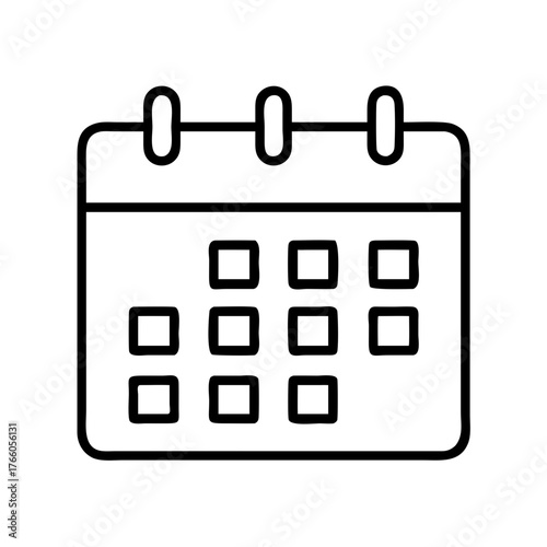 3d illustration of line art icon representing a calendar grid with multiple days