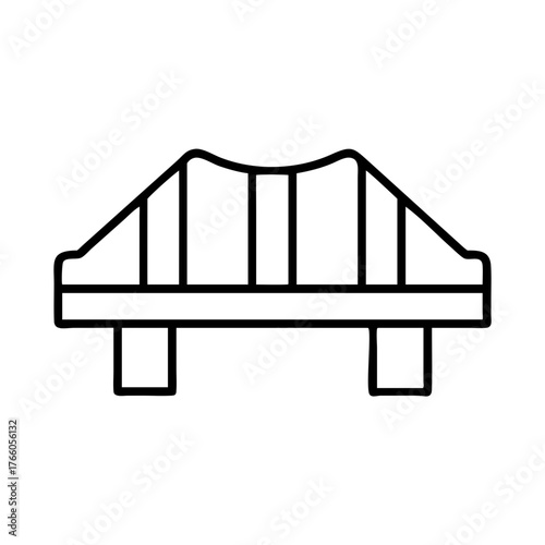 3d illustration of a simple black and white line drawing of a bridge, isolated on a
