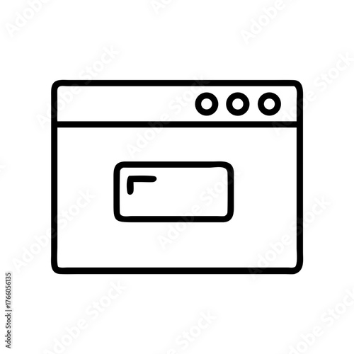 3d illustration of computer screen or window interface with a small content box, suggesting a user interface element or application window
