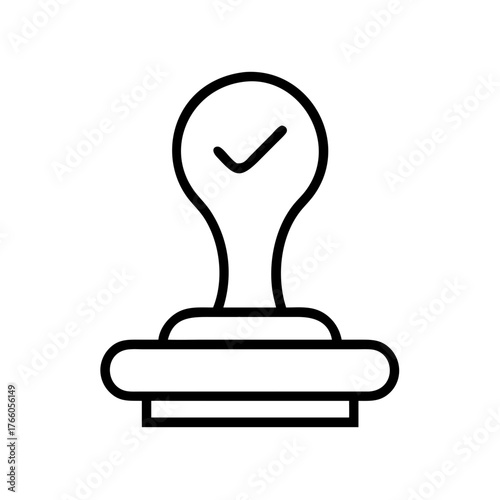 3d illustration of simple line art icon of a rubber stamp with a check mark