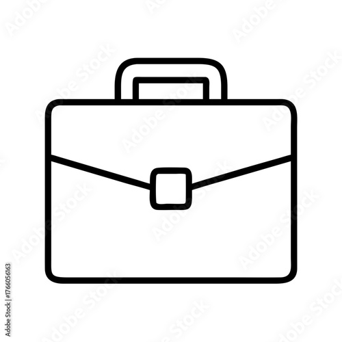 3d illustration of minimalist outline icon of a classic briefcase with a single clasp, isolated on a, symbolizing professional endeavors