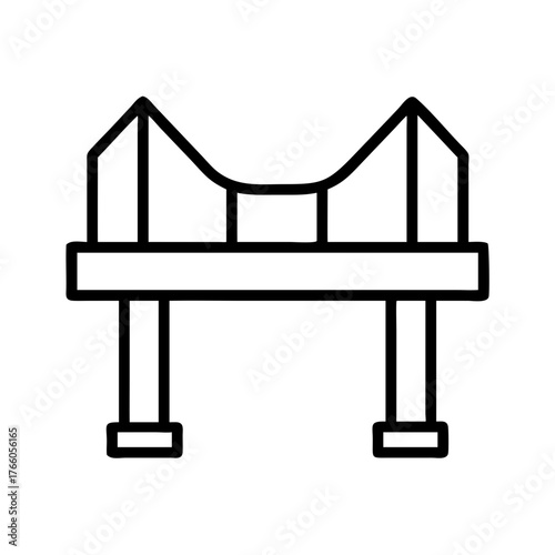 3d illustration of stylized line drawing of a suspension bridge