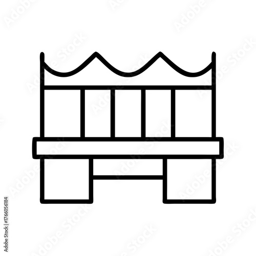 3d illustration of simple line art icon of a park bench