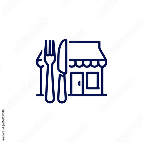 Restaurant illustration with fork and knife in minimalist style  no background