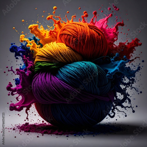 Rainbow yarn skein, colorful knitting wool, multicolor sock yarn, hand dyed fiber, cozy crochet material, vibrant craft supply, soft merino wool, DIY knitting project, handmade textue
