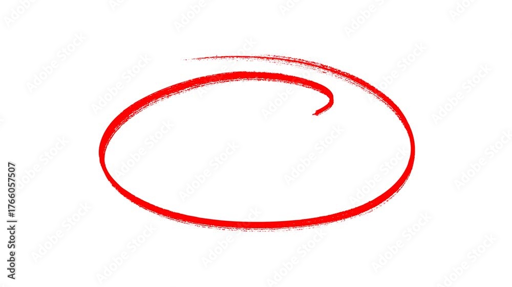 hand-drawn red circle brush stroke highlight marker for presentation, Hand Drawn Oval Highlight Effect, 4k circle animation with alpha channel