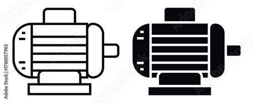 Electric Motor Icon Design in Black and White Style for Technical Use