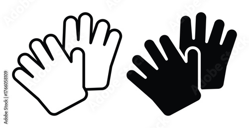 Minimalist Illustration of Two Hand Shapes in Black and White Design