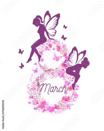 International Womens Day holiday banner. Postcard for March 8. Stock vector illustration. hand drawn. Not AI