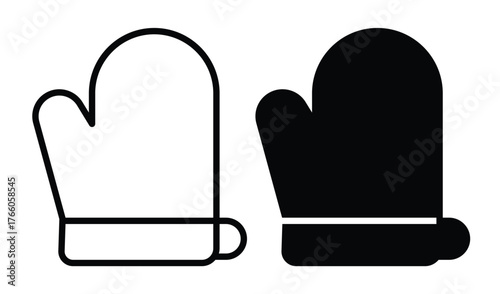 Pair of Outline and Solid Mittens Design for Winter Season Theme