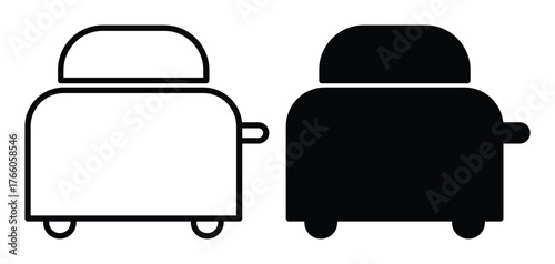 Outline and Solid Representation of Vintage Style Kitchen Appliance