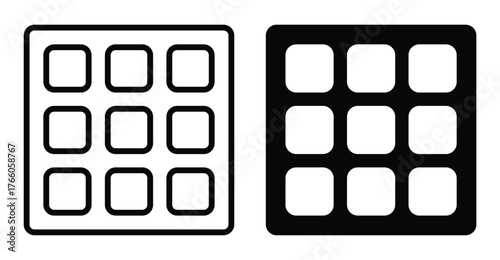 Black and White Square Grid Icon Design for Digital Applications
