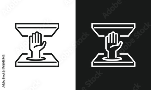Hand Scanner Biometric Identification Line Art Icon, Palm Recognition Symbol for Security Access and Verification, Modern Technology Vector Graphic for Identity Authentication, Black and White Version