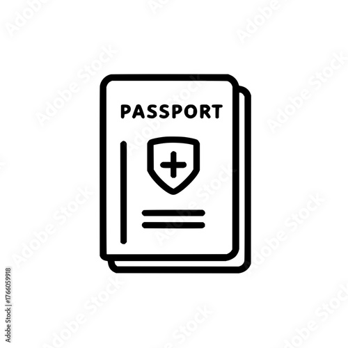 Passport document icon for international travel identification and immigration control purposes online 100