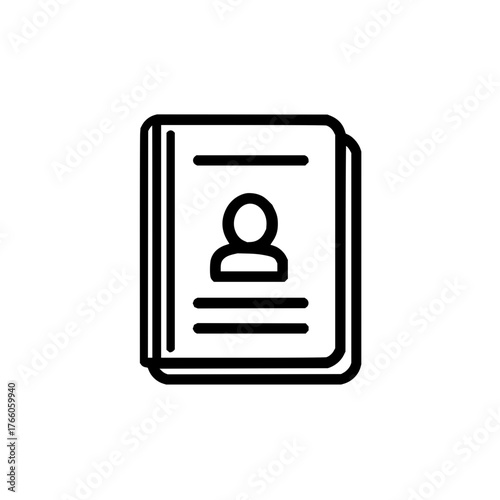 Contact directory book icon vector for business card address book and employee profile information 100