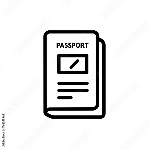 Passport identification document vector icon for travel and international identity one hundred char