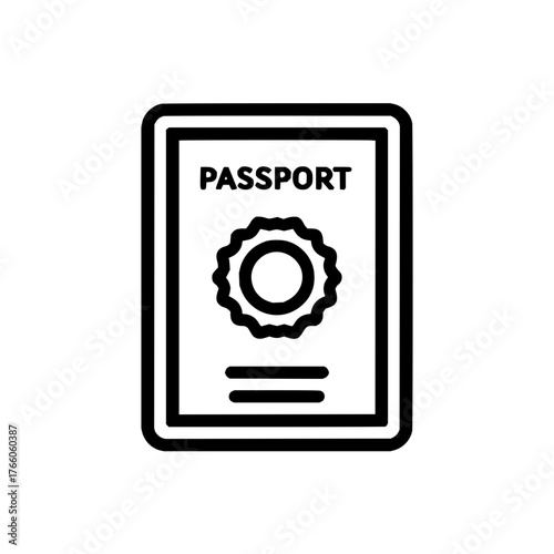 Passport travel document identification for international travel and immigration paperwork icon vector