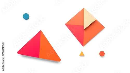 An abstract marketing strategy concept featuring geometric shapes, arranged in a clean and professional top-down view.