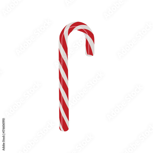 Classic Red and White Candy Stick. Christmas Sweet Vector Illustration