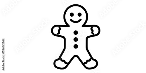 Classic Gingerbread Man Outline Flat Vector Icon