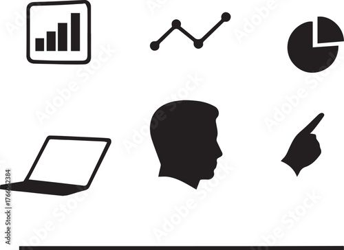 Business Manager controlling digital dashboard hologram Silhouette