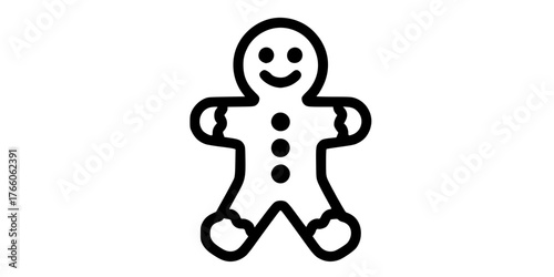 Classic Gingerbread Man Outline Flat Vector Icon