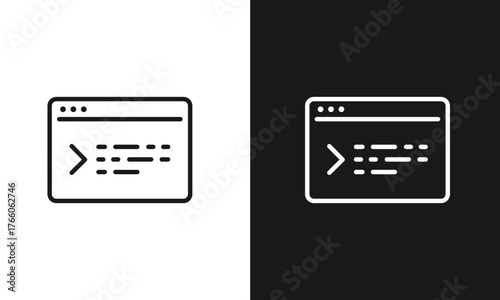 Command Line Icon Vector Illustration, Terminal Window, Console Interface, Programming, and Scripting Code Line Art for IT Concepts