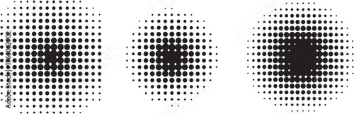 op art halftone dot grid trio optical illusion patterns bold focal center graphic design background