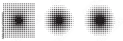 black and white opart patterns halftone dot focus and stacked ellipses seamless texture set vector