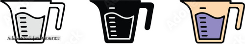 measuring cup vector icons flat outline filled and colored variations kitchen utensil measurement graphics for branding