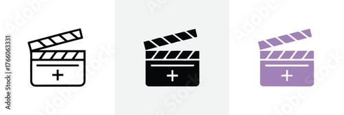 minimal clapboard add symbol for video creation film editor app new project button media interface