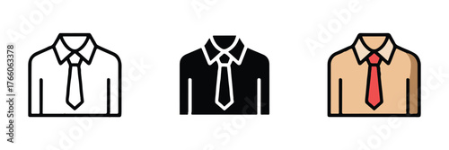 flat vector shirt with tie icons monochrome beige and black versions scalable ai eps png jpeg for ux
