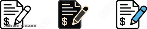 billing form edit icon document pencil dollar emblem ui asset for finance applications vector ai eps jpeg png