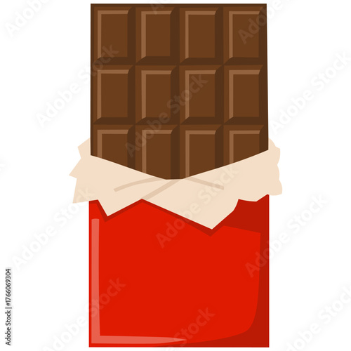 Chocolate bar icon. The chocolate bar was bitten into pieces. Vector illustration of a single chocolate bar for a Valentine's gift.
