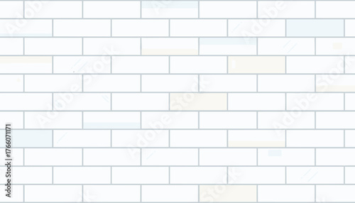 Seamless modern white brick wall texture with subtle color variations and reflective highlights, perfect for architectural backgrounds, interior design mockups, and graphic overlays, offering a clean