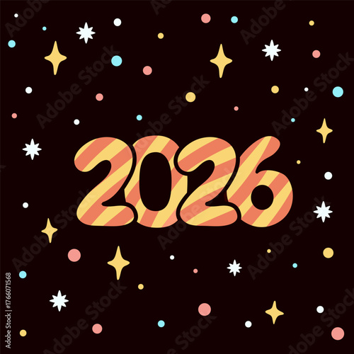 Colorful 2026 design for New Year celebration