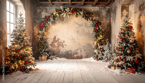 photo backdrop background christmas arch vintage  wall 