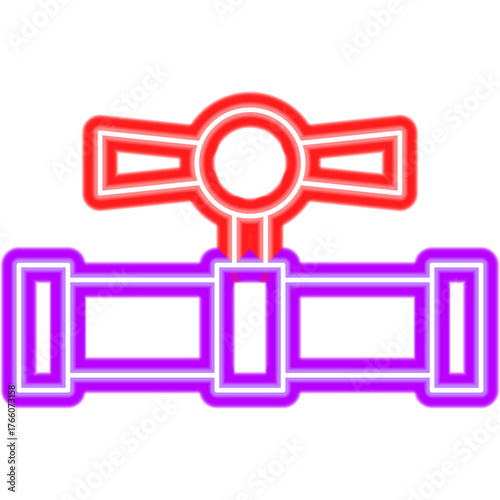 Pipe With Tap Neon Sign. Vector Illustration of Bright Plumber Object in Glowing Style. Plumbing Service Led Lamp Icon over Transparent Background. 