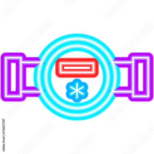 Pressure Gauge Manometer Neon Sign. Vector Illustration of Bright Plumber Object in Glowing Style. Plumbing Measurement Tool Led Lamp Icon over Transparent Background. 