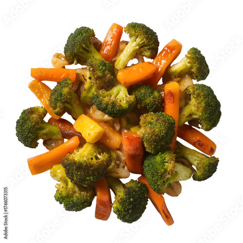 Crispy Fried Broccoli and Mixed Vegetables on transparent background