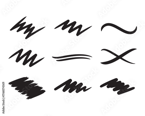 Various grunge brush strokes abstract elements for design enhancement tool