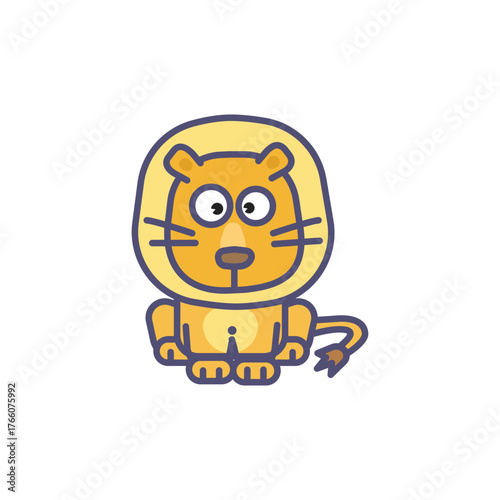 funny cartoon lion character illustration