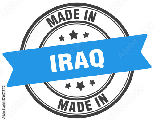Made in Iraq round sign. Made in Iraq stamp.