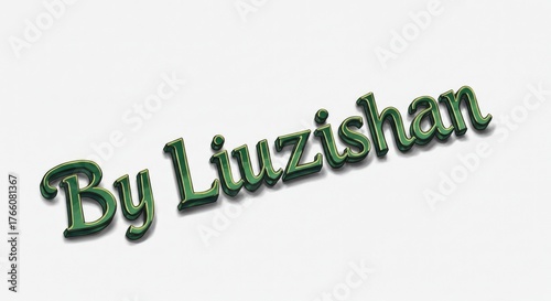 Green, shadowed text, 