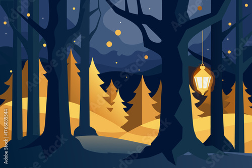 Spooky Halloween night vector illustration with a haunted castle, pumpkin, and bats under a scary black moon